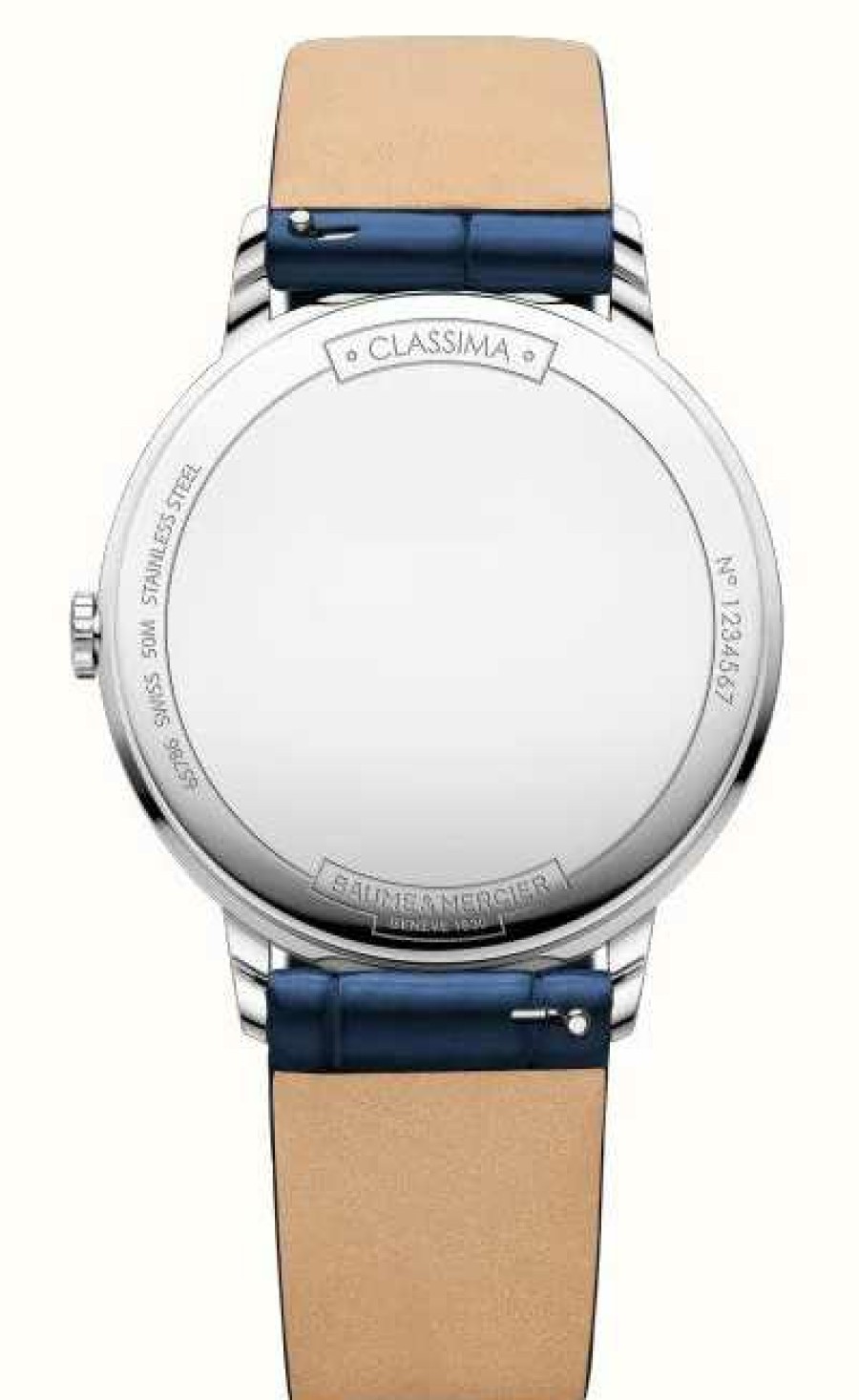 Men'S Baume & Mercier | Baume & Mercier Men'S Classima Blue Leather Strap