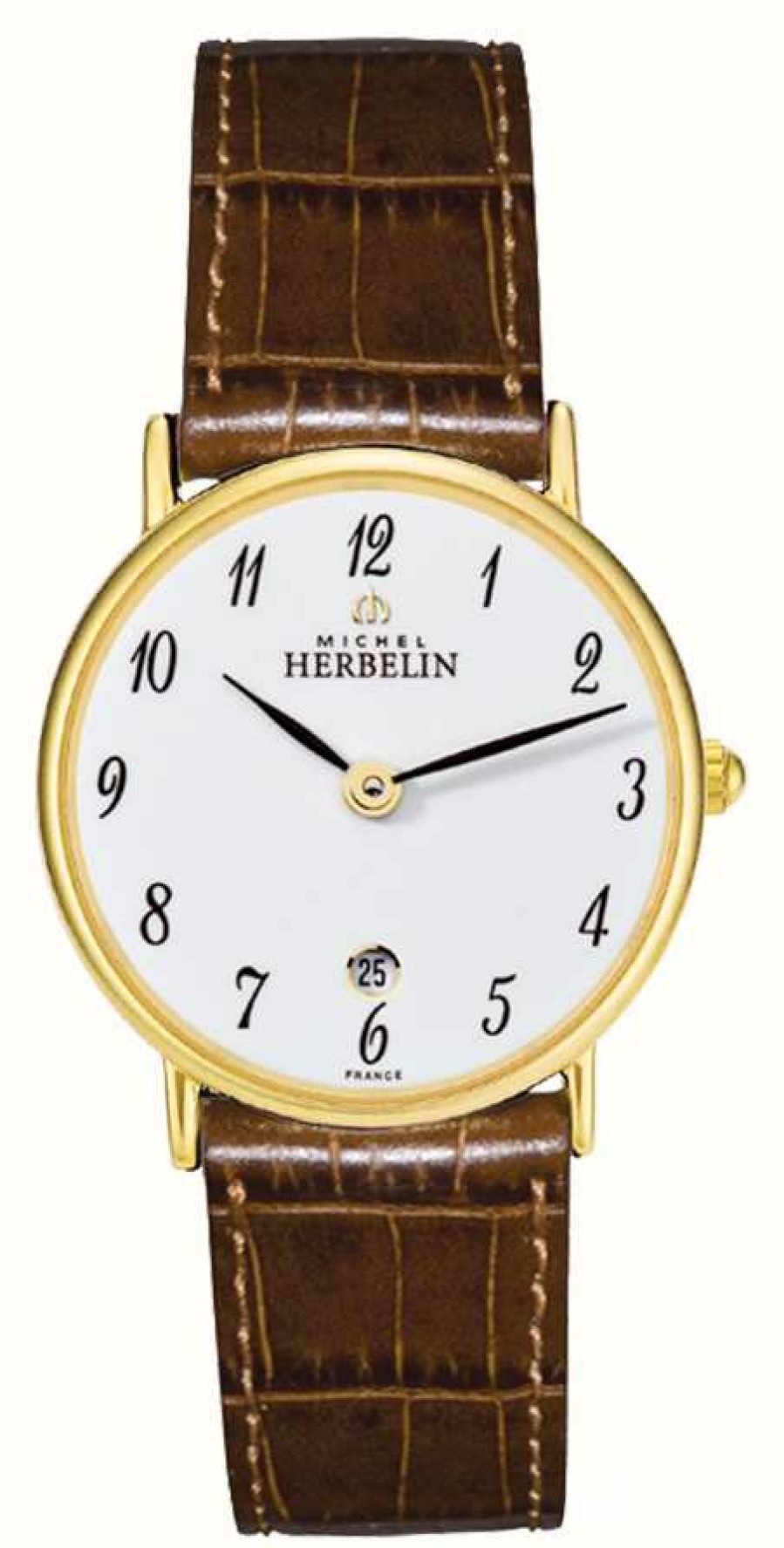 Women'S Herbelin | Herbelin Sonates | 26Mm | White Dial | Brown Leather Strap