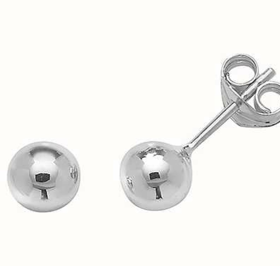 Jewelry James Moore | James Moore Th 9Ct White Gold 5Mm Ball Stud Earrings