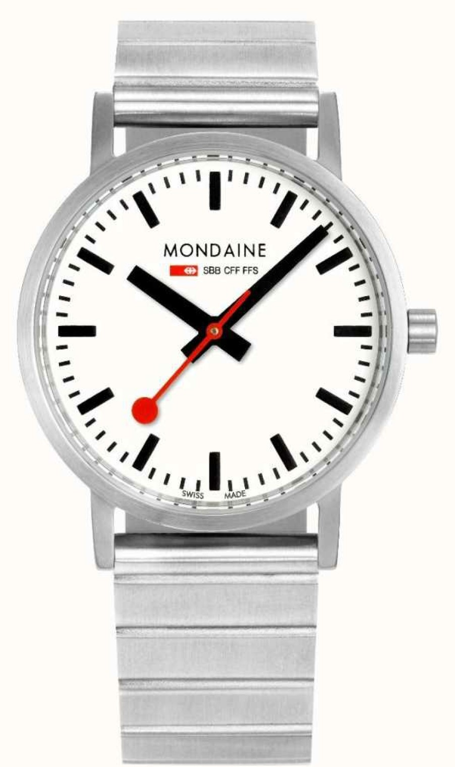 Men'S Mondaine | Mondaine Classic Metal 36Mm | Stainless Steel Bracelet | White Dial