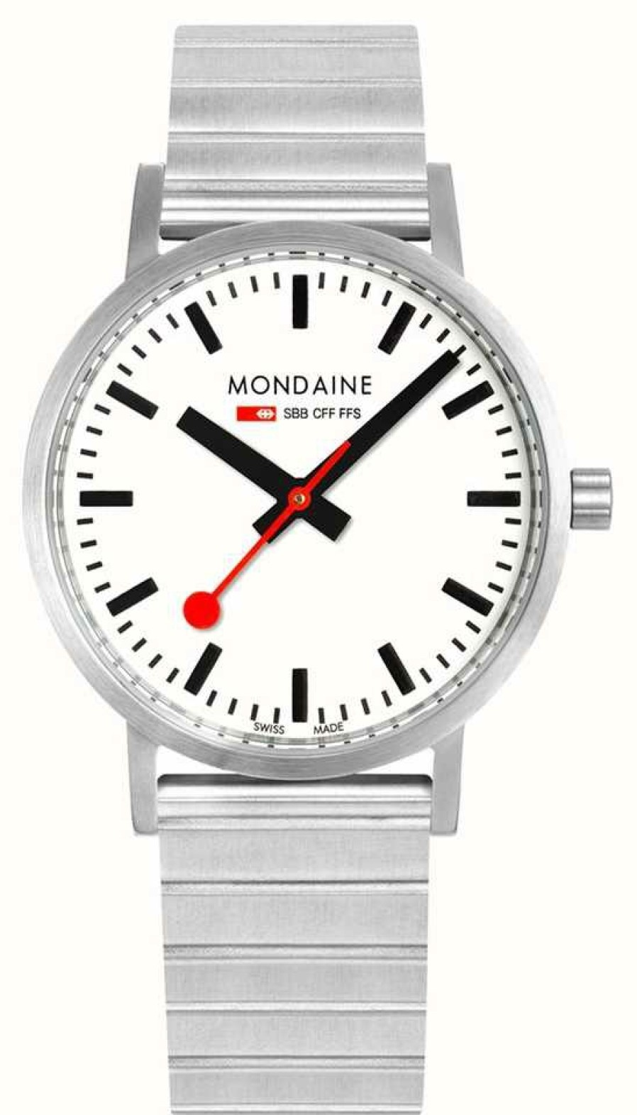 Men'S Mondaine | Mondaine Classic Metal 40Mm | Stainless Steel Bracelet | White Dial