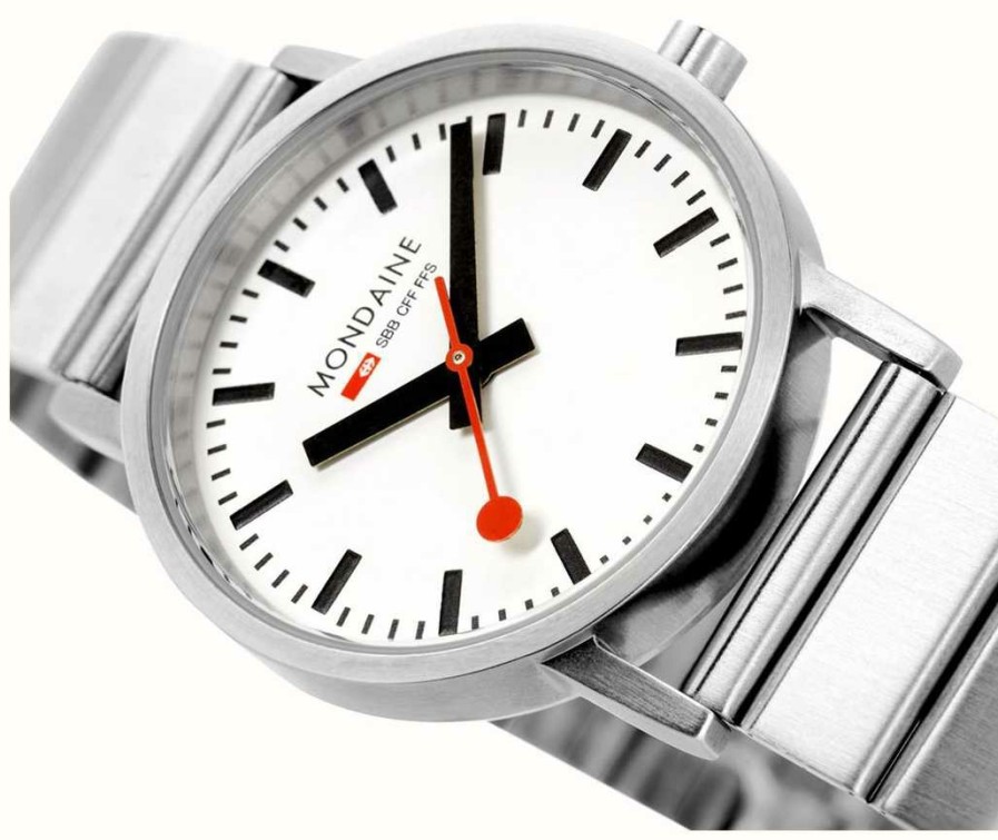 Men'S Mondaine | Mondaine Classic Metal 40Mm | Stainless Steel Bracelet | White Dial