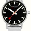 Men'S Mondaine | Mondaine Classic Metal 40Mm | Stainless Steel Bracelet | Black Dial