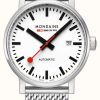 Men'S Mondaine | Mondaine Evo2 Automatic 40Mm | Stainless Steel Mesh Bracelet | White Dial