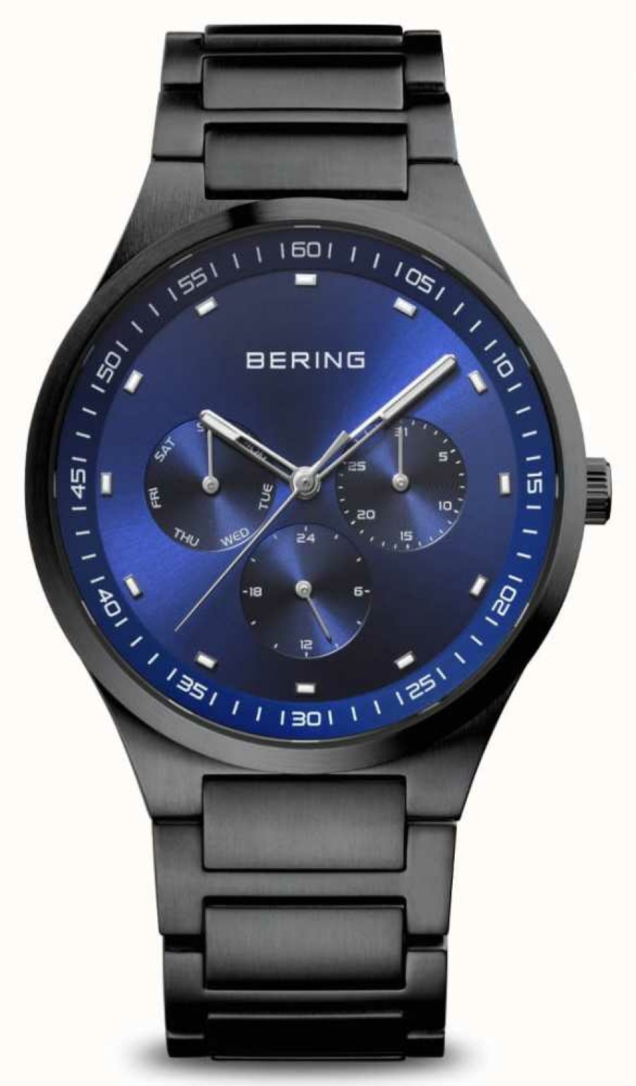 Men'S Bering | Bering Classic | Men'S | Brushed Black | Blue Dial