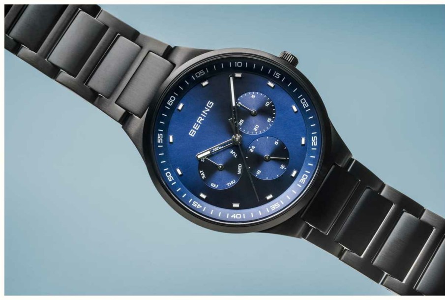 Men'S Bering | Bering Classic | Men'S | Brushed Black | Blue Dial