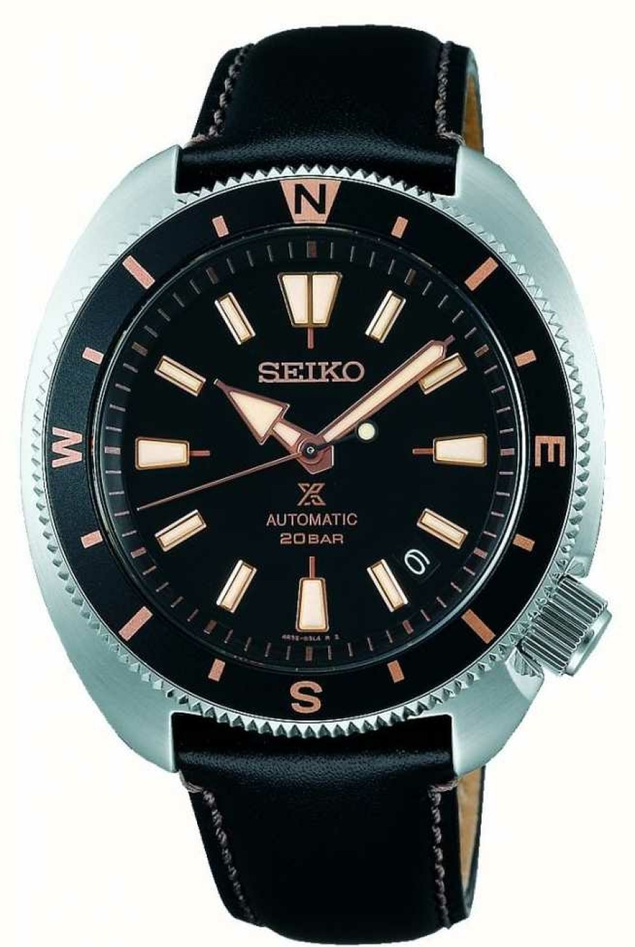 Men'S Seiko | Seiko Prospex | 'Tortoise' Land Edition | Black Leather Strap