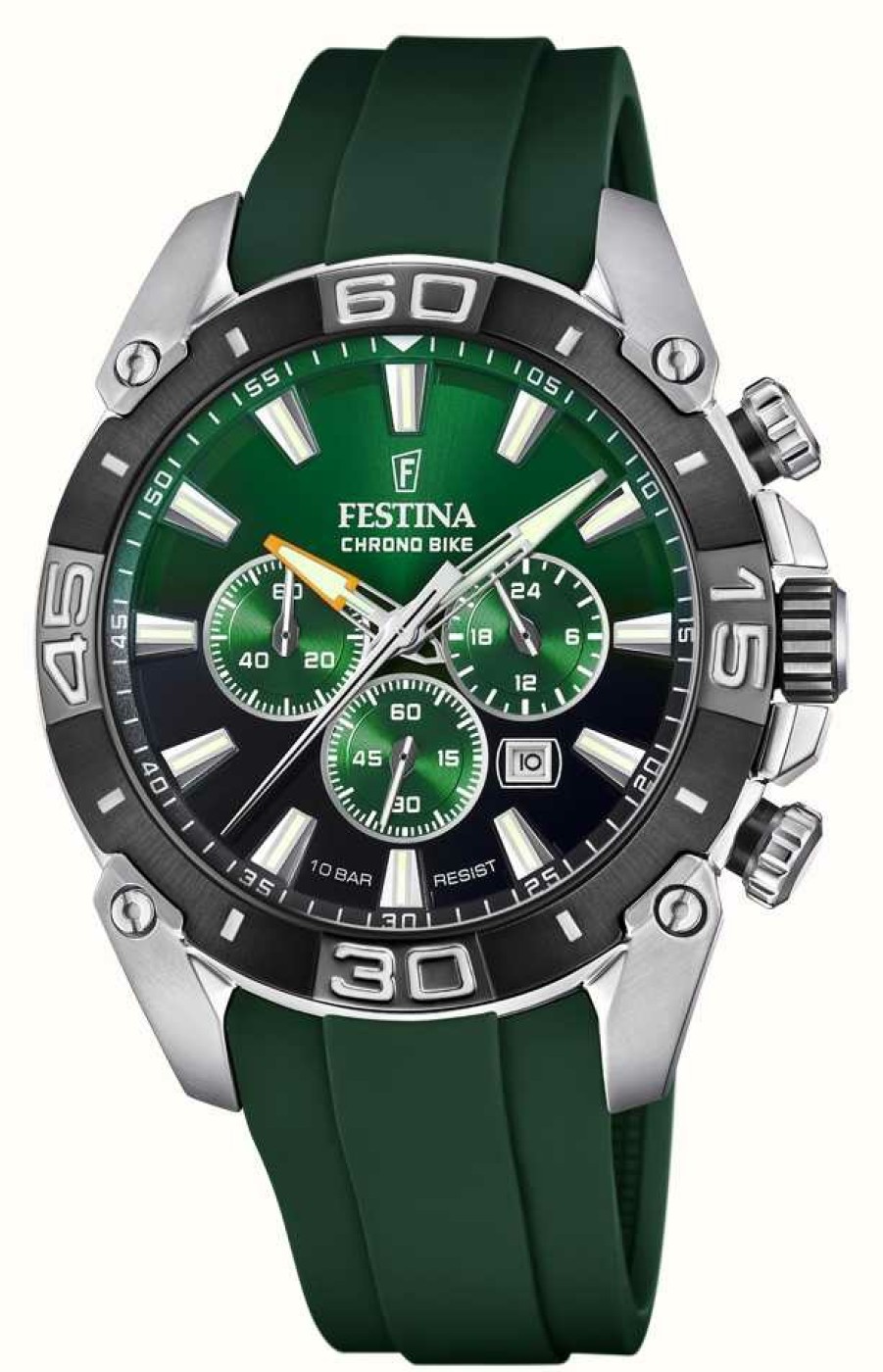 Men'S Festina | Festina Chronobike 2021 | Green Dial | Green Silicone Strap