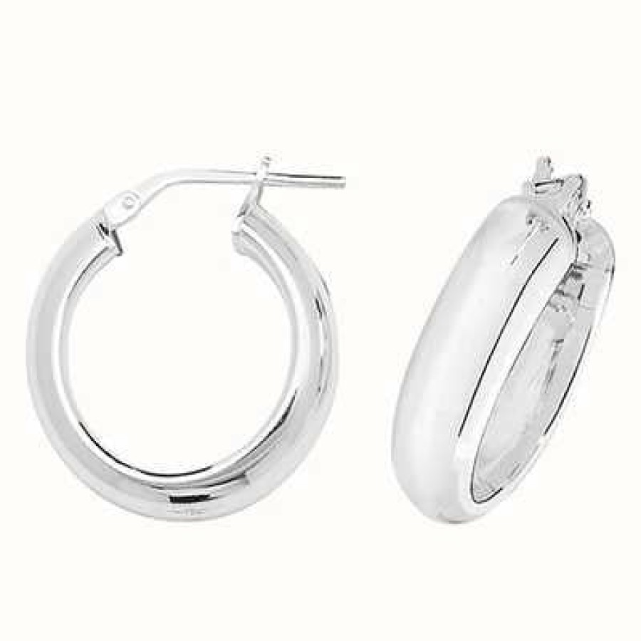 Jewelry James Moore | James Moore Th Silver 15Mm Thick Hoop Earrings