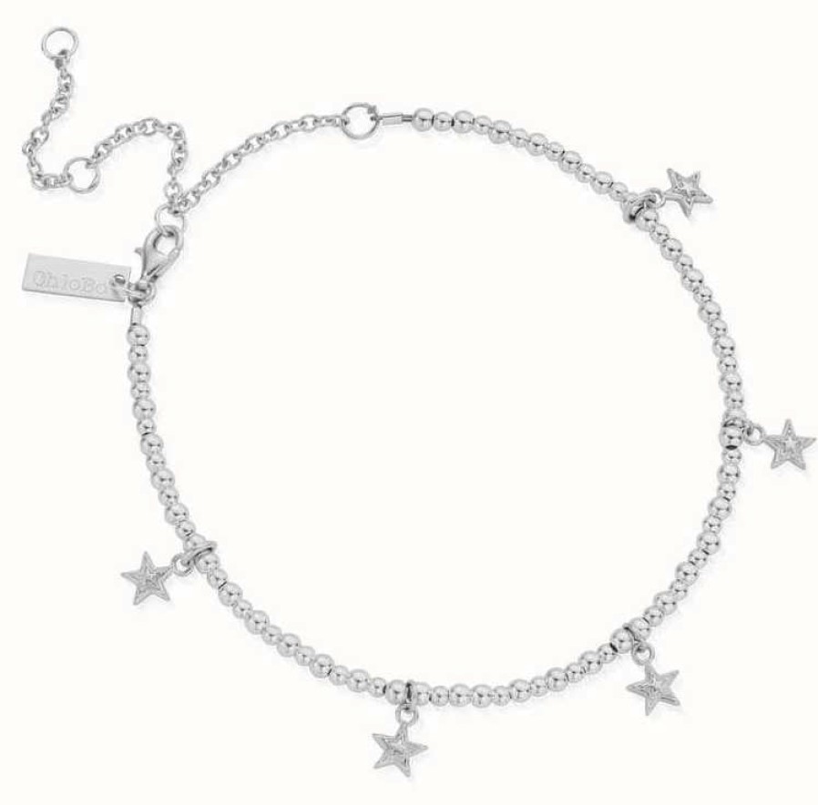 Jewelry ChloBo Jewellery | Chlobo Mini Cute Multi Star Anklet | Sterling Silver