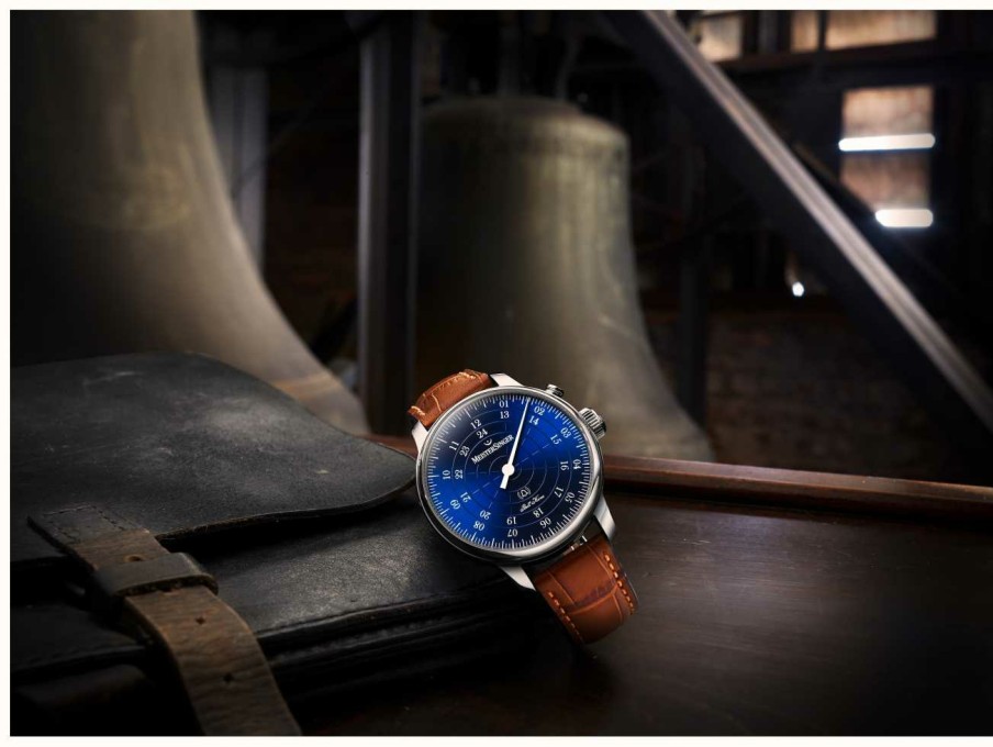 Men'S MeisterSinger | Meistersinger Bell Hora 20Th Anniversary Blue Dial