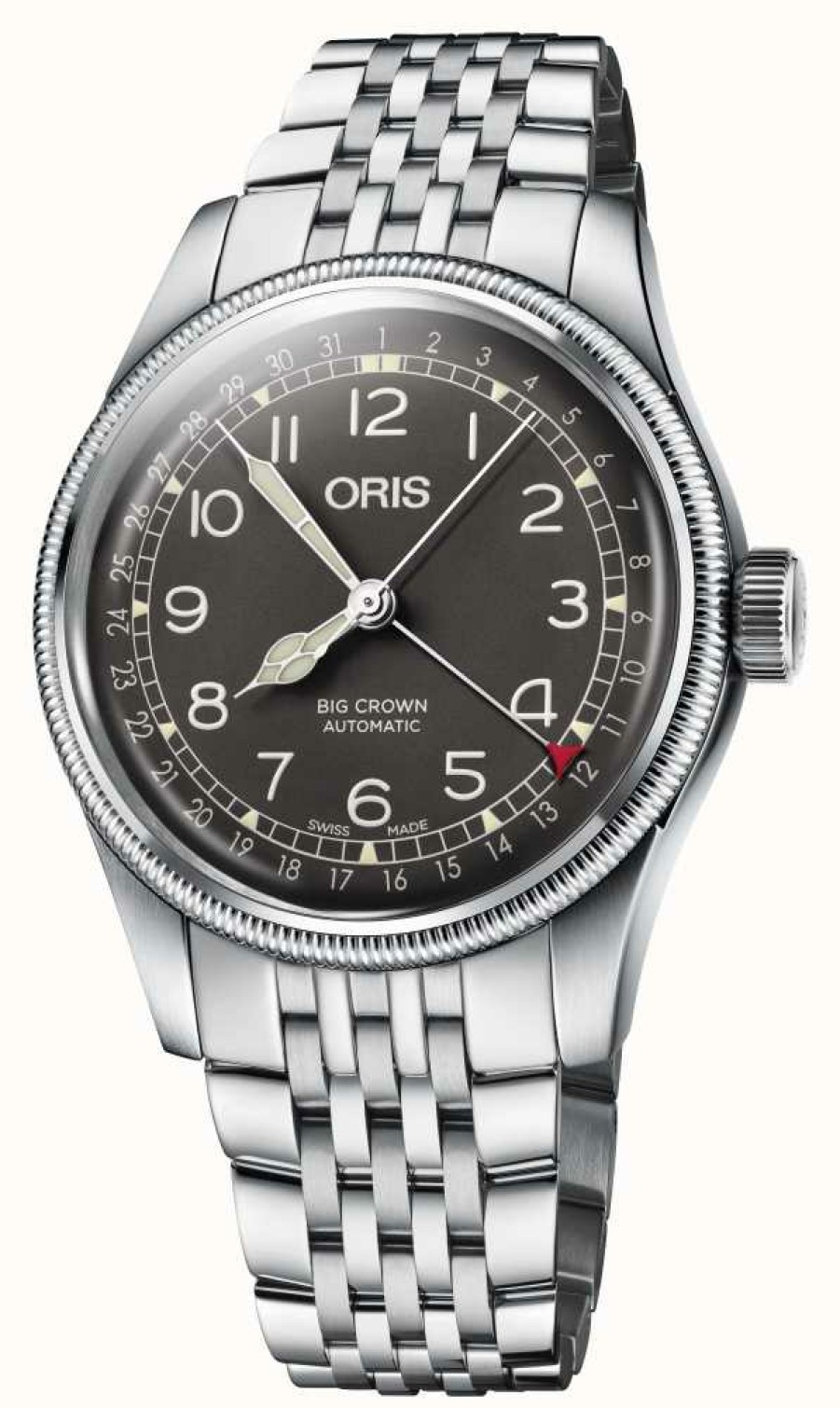 Men'S ORIS | Oris Big Crown Pointer Date Automatic (40Mm) Black Dial / Stainless Steel Bracelet