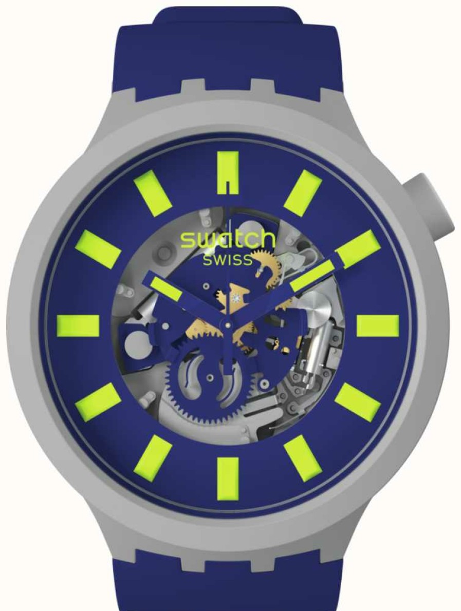 Men'S Swatch | Swatch Limy | Big Bold Bioceramic | Blue Strap