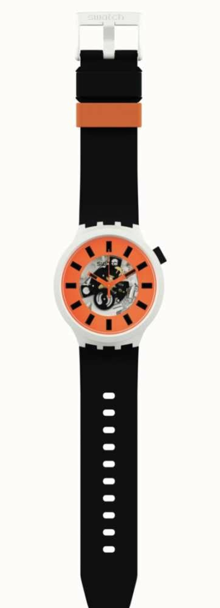 Men'S Swatch | Swatch Orack | Big Bold Bioceramic | Orange Skeleton Dial