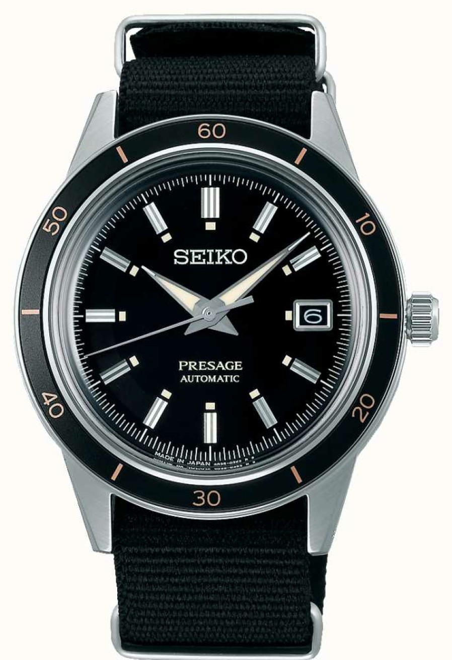 Men'S Seiko | Seiko Presage Style 60S Black Nylon Strap