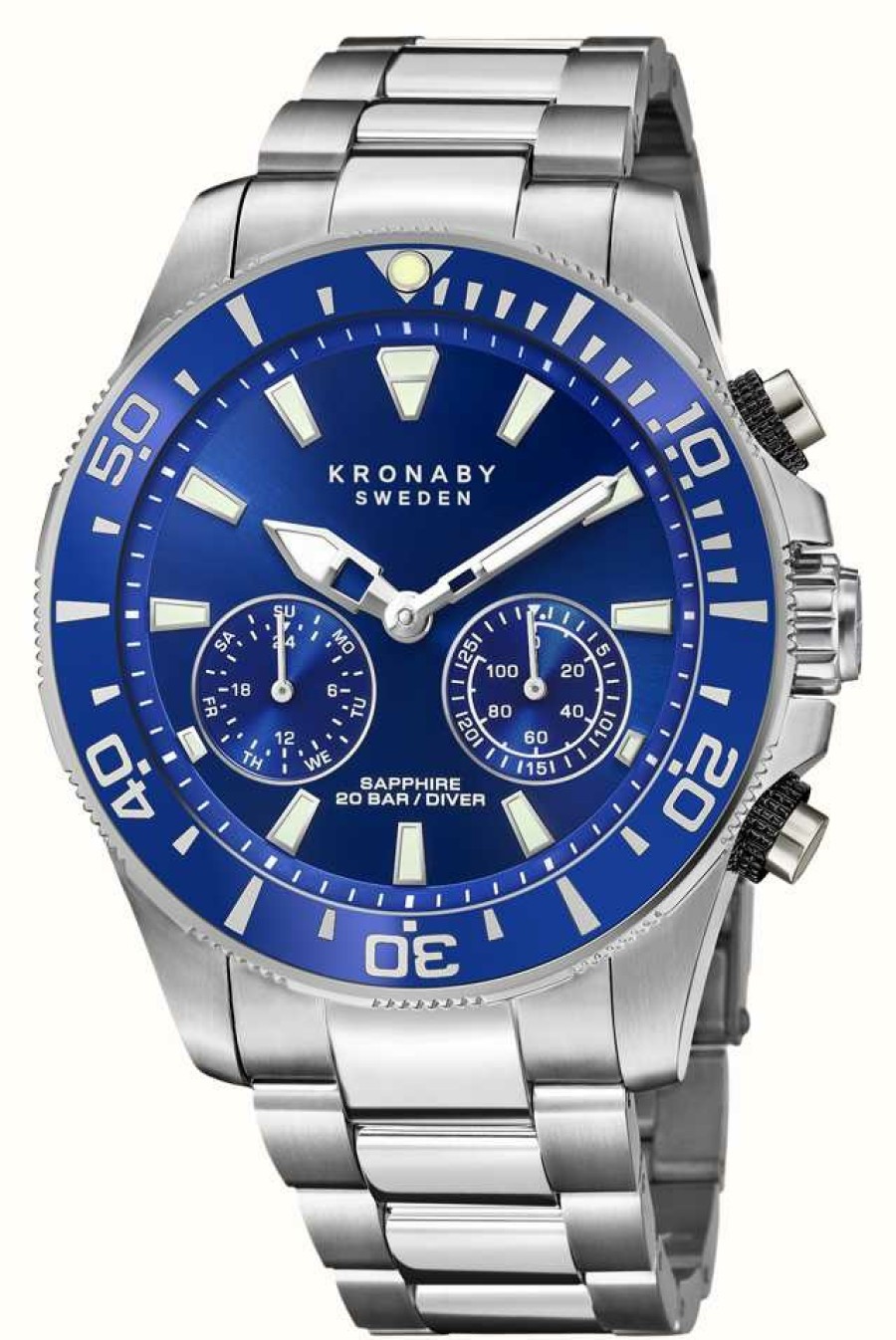 Men'S Kronaby | Kronaby Diver Hybrid Smartwatch (45.7Mm) Blue Dial / Stainless Steel Bracelet