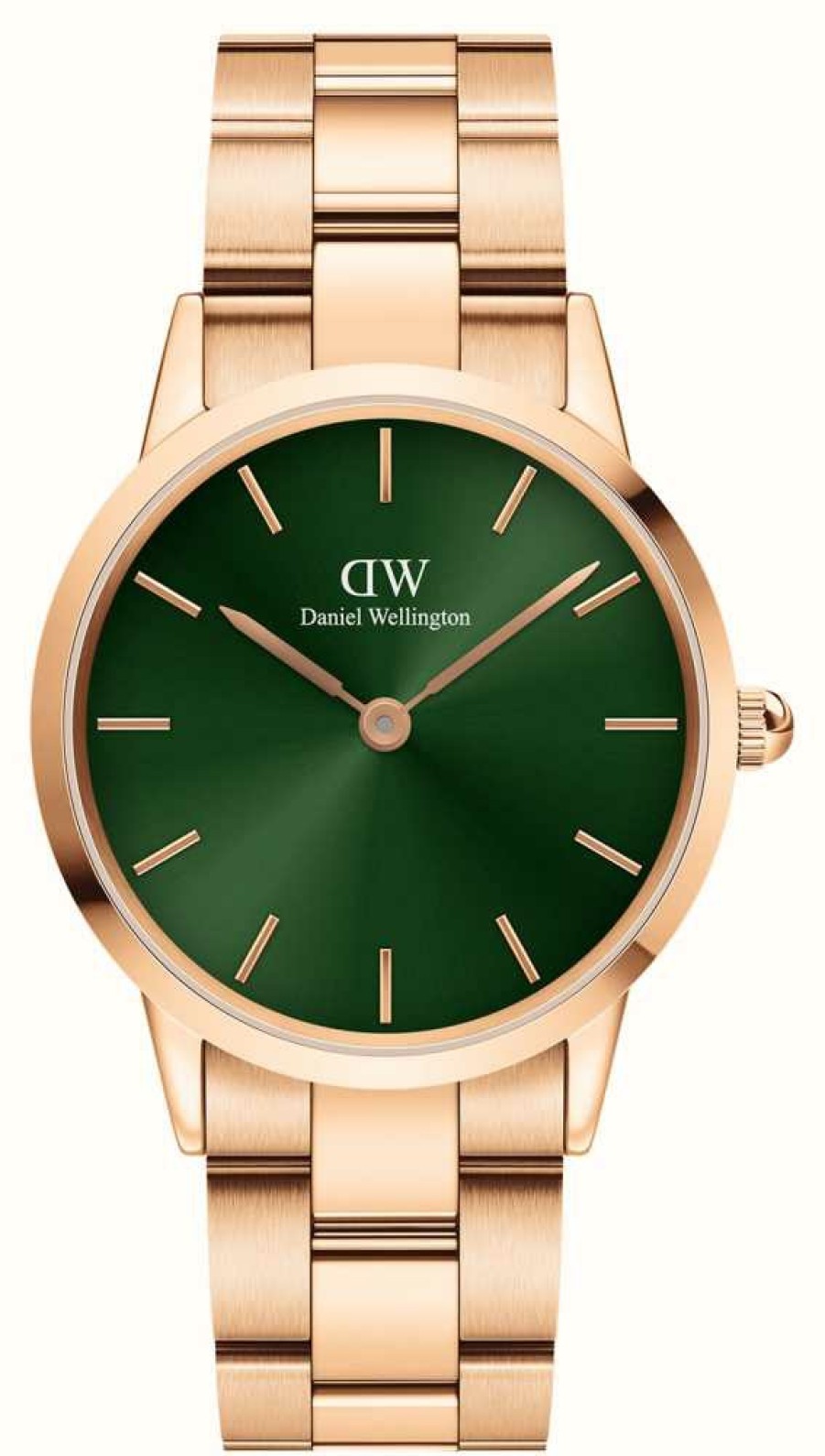 Men'S Daniel Wellington | Daniel Wellington Iconic Link (32Mm) Emerald Green Dial / Rose-Gold Pvd Stainless Steel