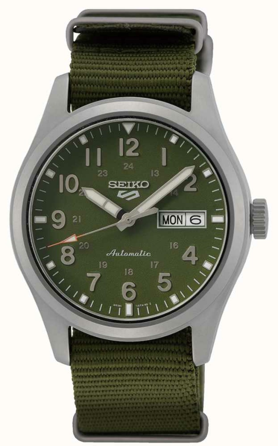 Men'S Seiko | Seiko 5 Sports Field Green Nylon Strap