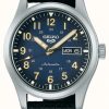 Men'S Seiko | Seiko 5 Sports Field Black Leather Strap