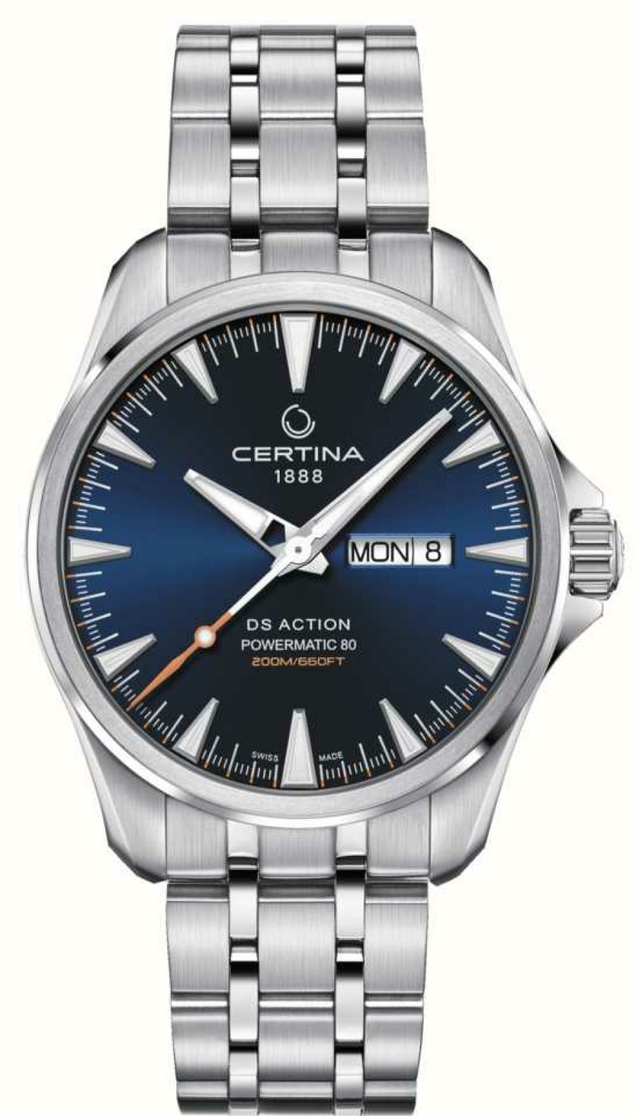 Men'S Certina | Certina Ds Action Day-Date Powermatic 80 Blue Dial