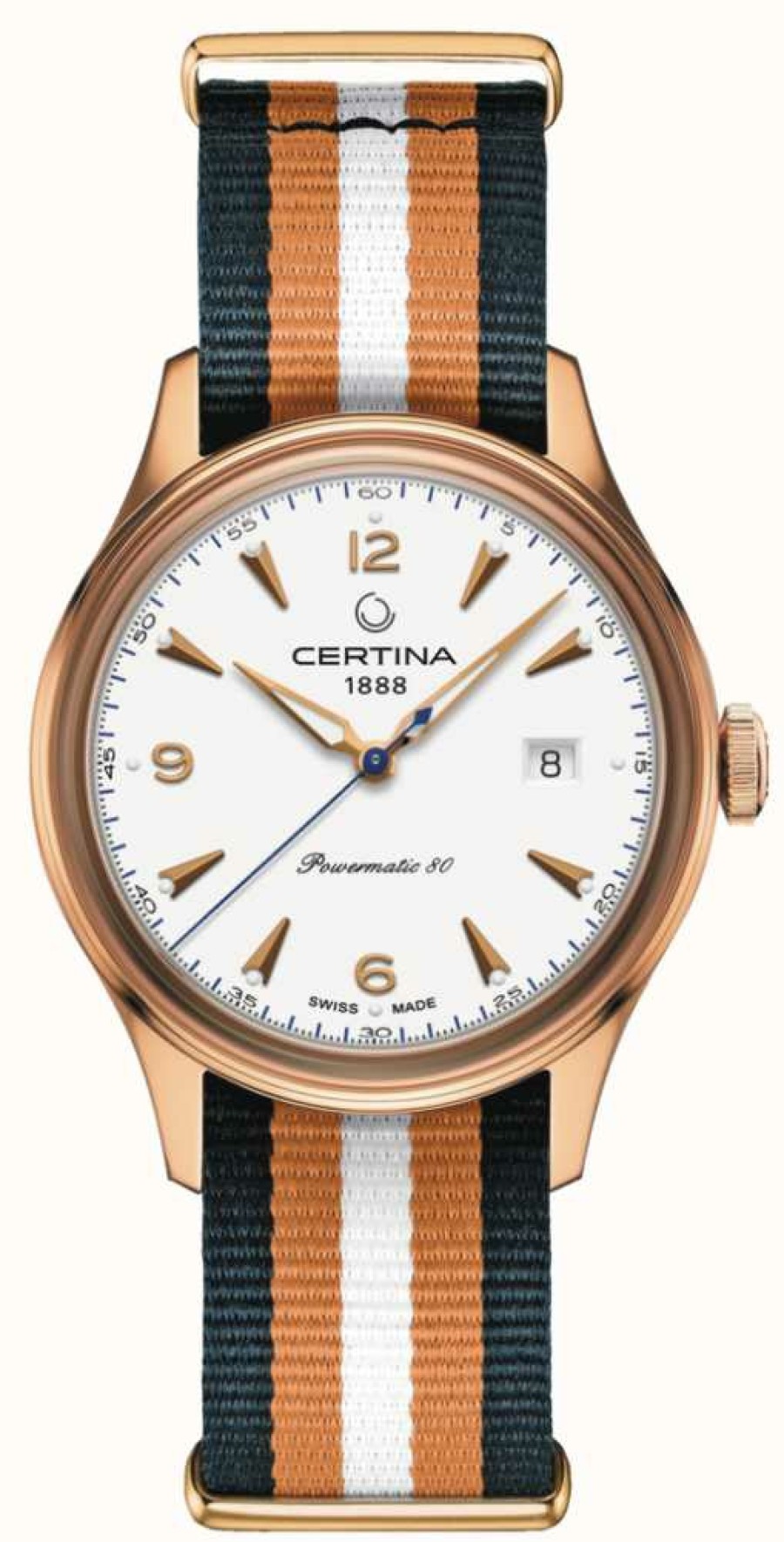 Men'S Certina | Certina Ds Powermatic 80 White Dial Nato Strap