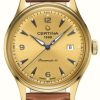 Men'S Certina | Certina Ds Powermatic 80 Gold Dial Leather Strap