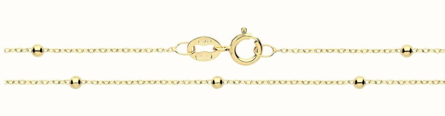 Jewelry James Moore | James Moore Th 9Ct Yellow Gold Flat Trace Bead Chain 18"