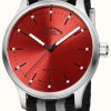 Women'S Muhle Glashutte | Muhle Glashutte Panova Red Automatic (40Mm) Red Sunray Dial / Black-Grey Nato Textile Strap