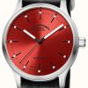 Women'S Muhle Glashutte | Muhle Glashutte Panova Red Automatic (40Mm) Red Sunray Dial / Black Nato Leather Strap