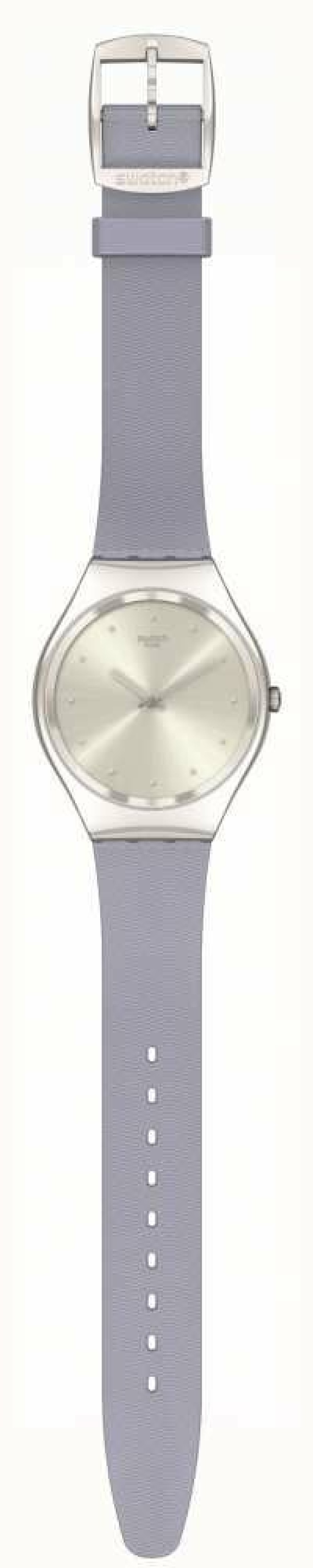 Men'S Swatch | Swatch Skin Irony | Blue-Moire | Silver Case