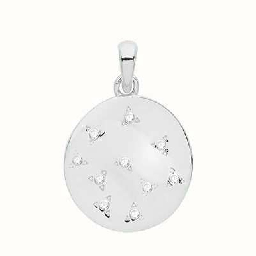 Jewelry James Moore | James Moore Th Silver Cubic Zirconia Set Star Disc Pendant