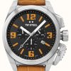 Men'S TW Steel | Tw Steel Canteen Chronograph (46Mm) Black Dial / Orange Croco Leather Strap