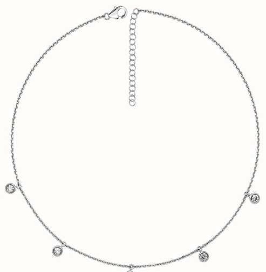 Jewelry James Moore | James Moore Th Silver 5 Stone Cubic Zirconia Necklet