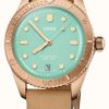 Men'S ORIS | Oris Divers Sixty-Five Cotton Candy Bronze Automatic (38Mm) Green Dial / Brown Leather Strap