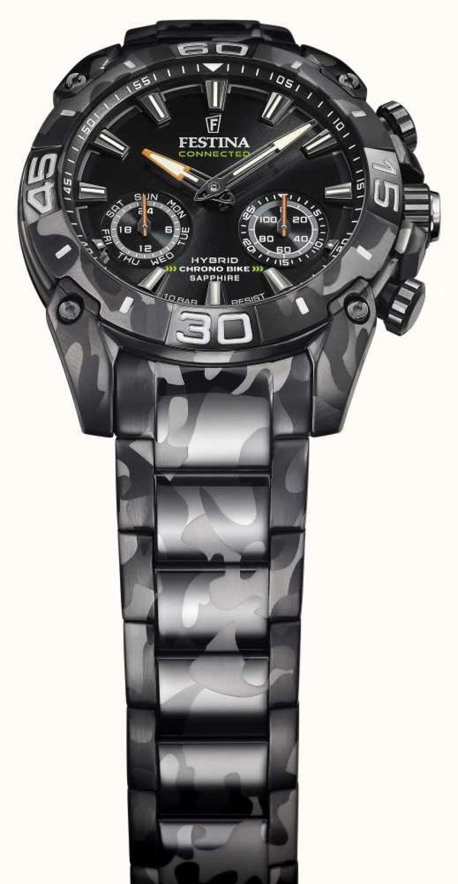 Men'S Festina | Festina Chrono Bike 2021 Connected Special Edition Black And Grey Camo