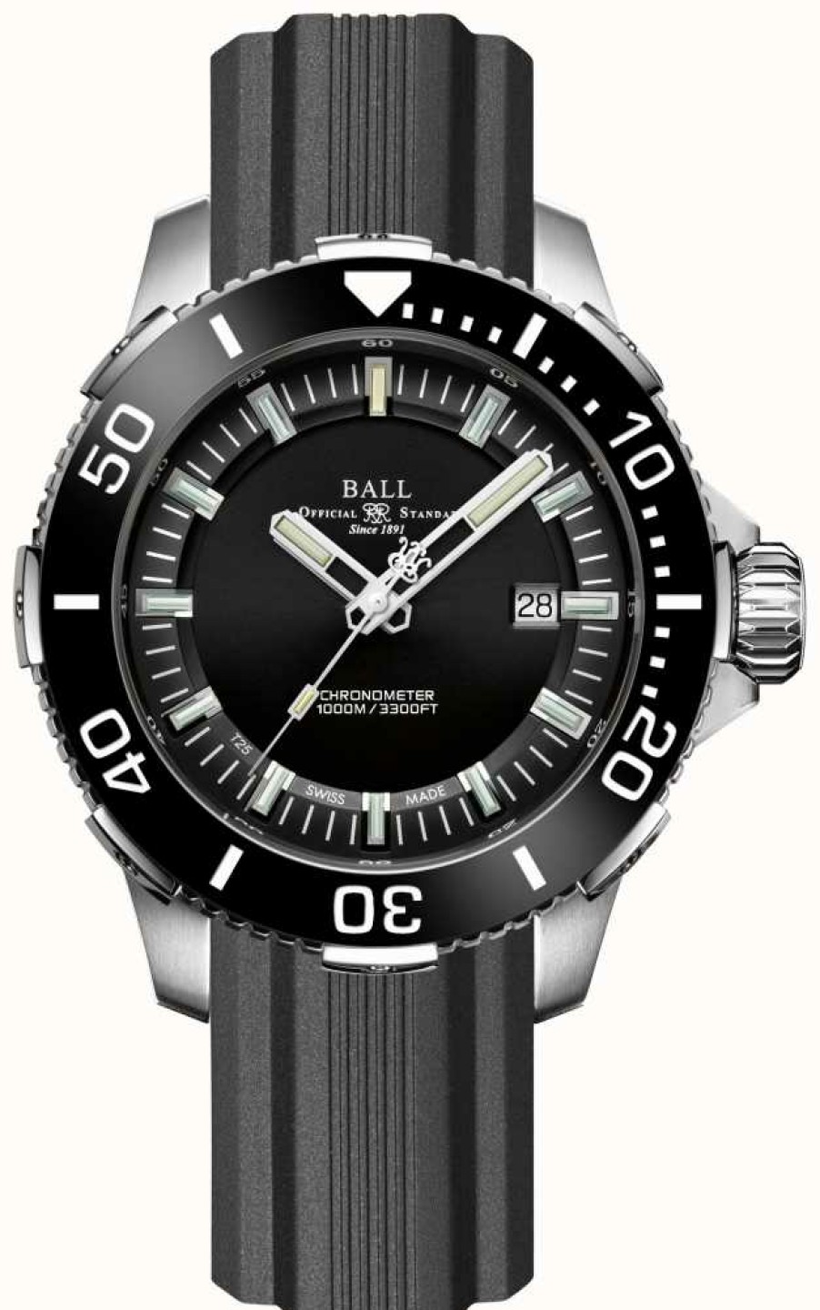 Men'S Ball Watch Company | Ball Watch Company Deepquest Ceramic Black Bezel And Dial