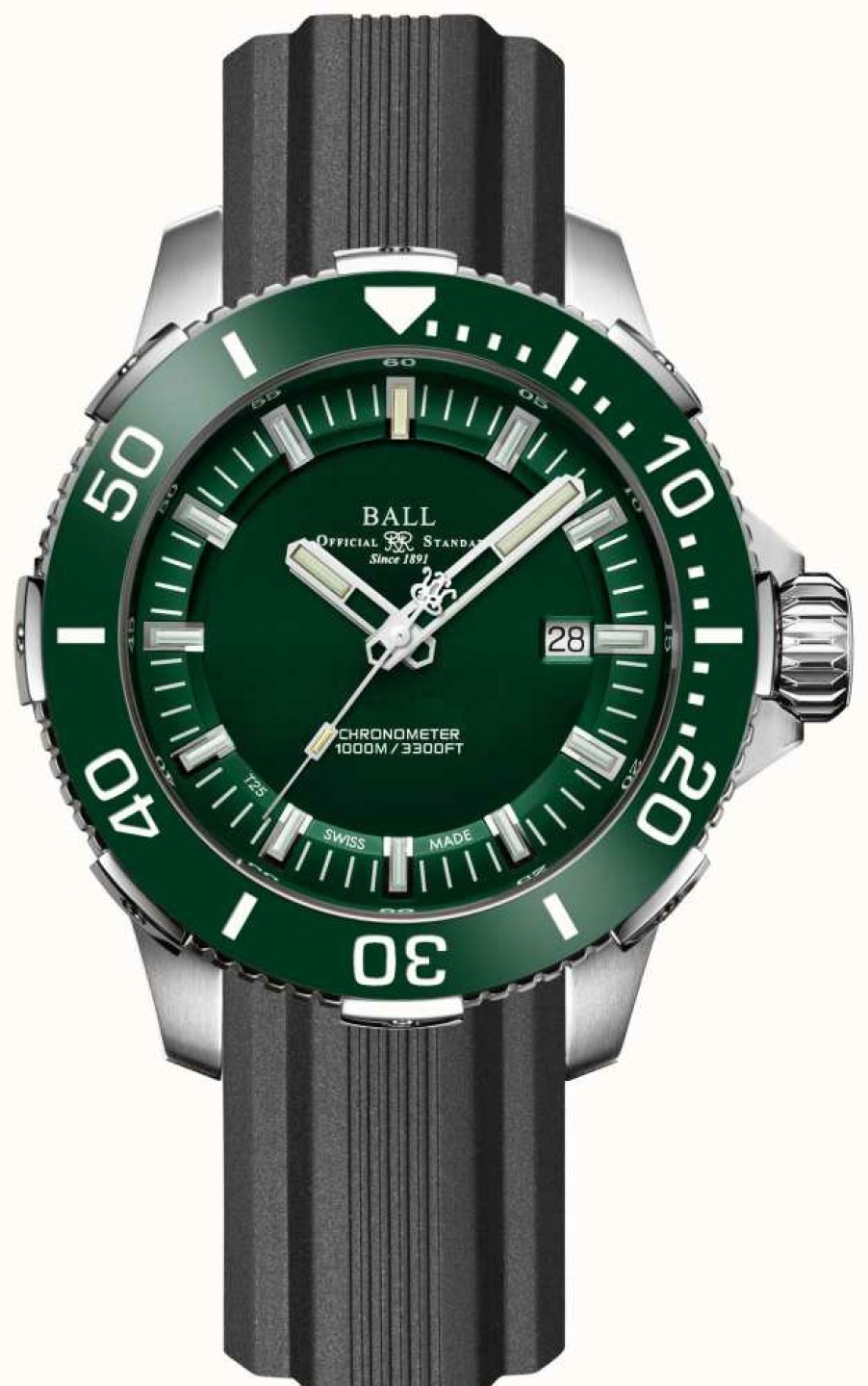 Men'S Ball Watch Company | Ball Watch Company Deepquest Ceramic Bezel Green Dial Watch