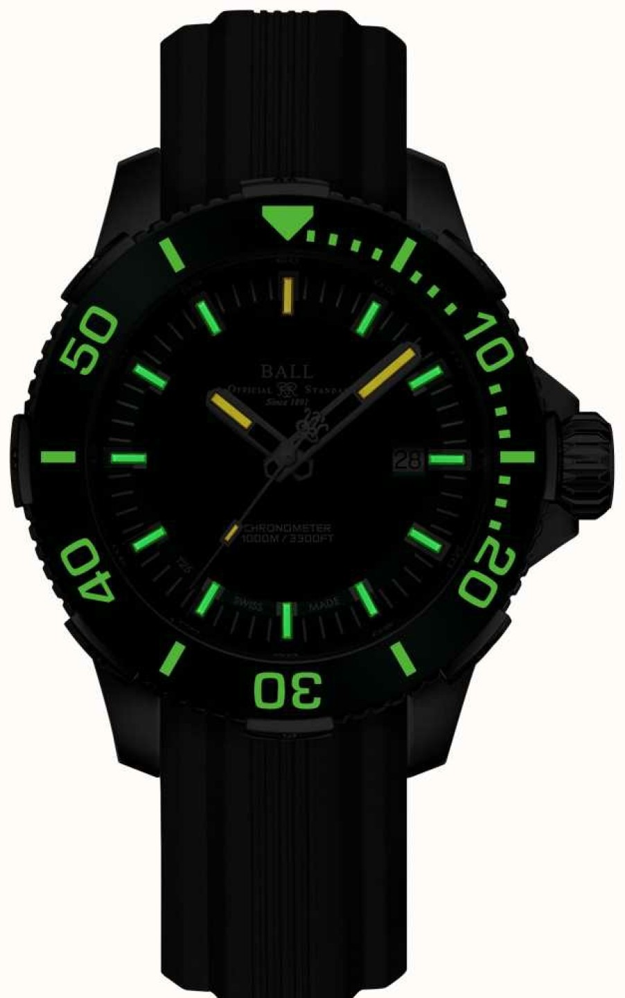 Men'S Ball Watch Company | Ball Watch Company Deepquest Ceramic Bezel Green Dial Watch