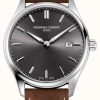 Men'S Frederique Constant | Frederique Constant Classics Quartz | Brown Leather Strap | Grey Dial