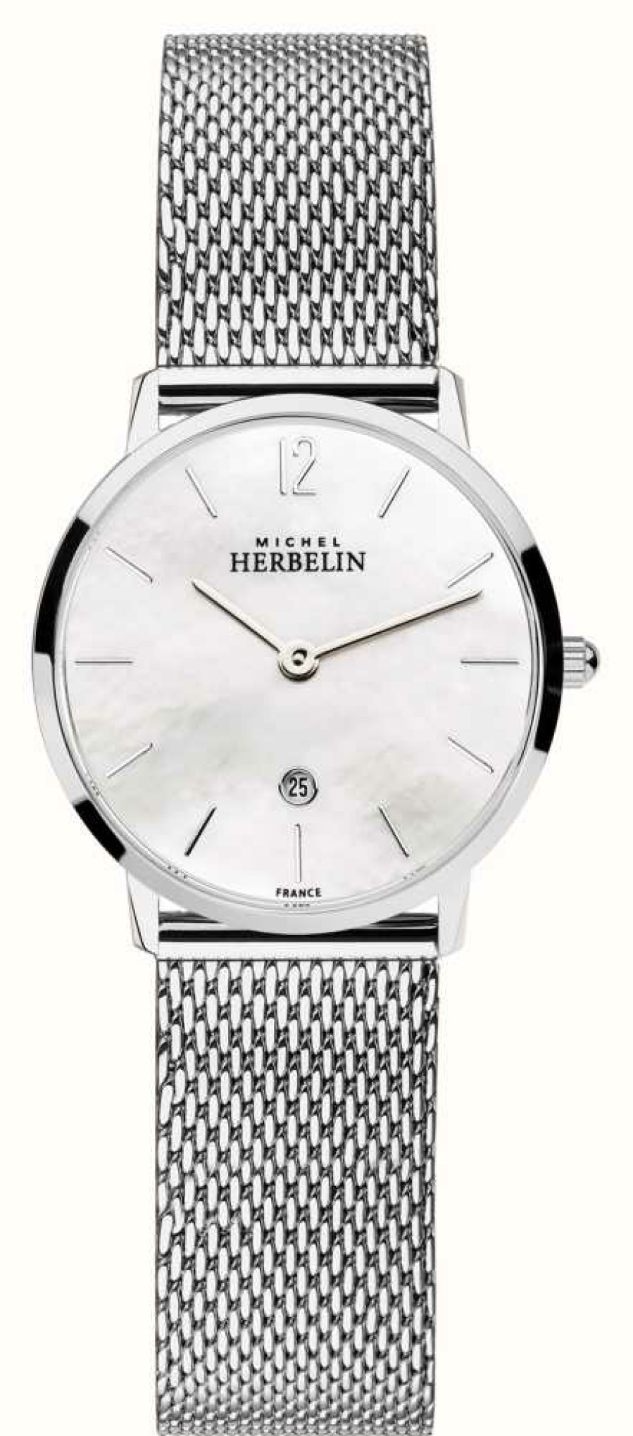 Women'S Herbelin | Herbelin City (30.5Mm) Mother Of Pearl Dial / Stainless Steel Mesh