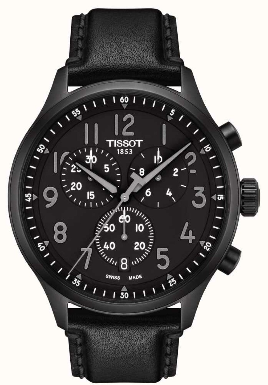 Men'S Tissot | Tissot Chrono Xl Vintage Black Monochrome Watch