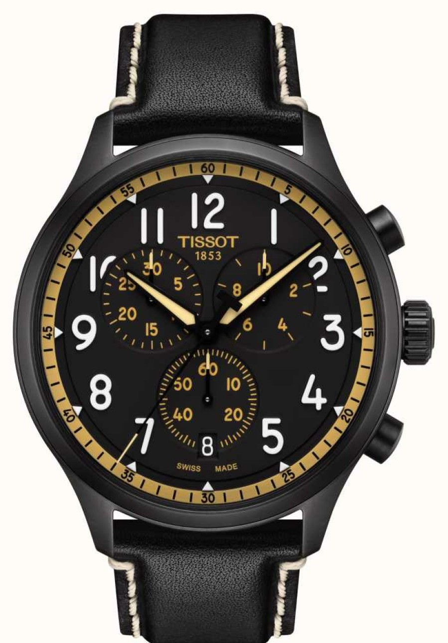 Men'S Tissot | Tissot Chrono Xl Vintage Black/Gold Watch