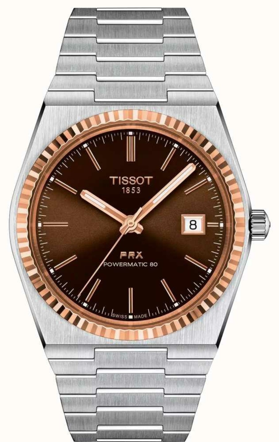 Men'S Tissot | Tissot Prx 40Mm Automatic Stainless Steel With 18K Rose Gold Bezel