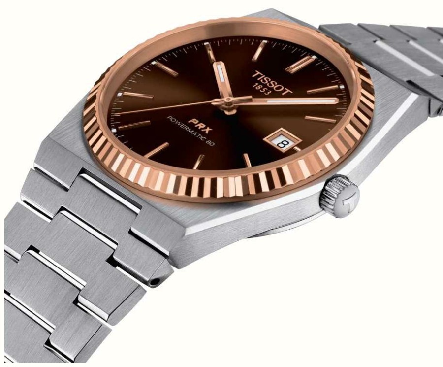 Men'S Tissot | Tissot Prx 40Mm Automatic Stainless Steel With 18K Rose Gold Bezel