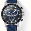 Men'S Tissot | Tissot Men'S Supersports Chrono | Blue Dial | Blue Leather Strap