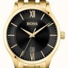 Men'S BOSS | Boss | Elite Business | Gold Bracelet | Black Date Dial