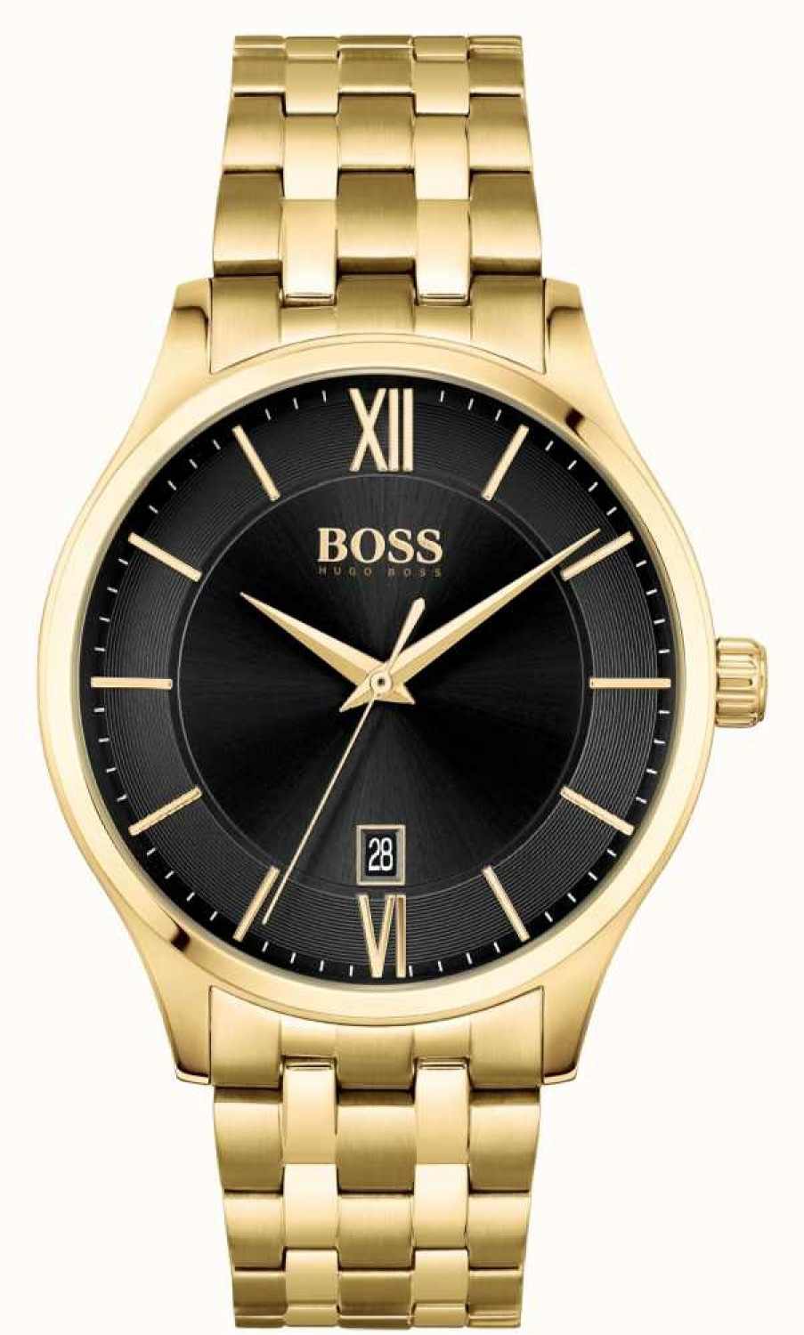 Men'S BOSS | Boss | Elite Business | Gold Bracelet | Black Date Dial