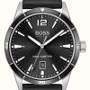 Men'S BOSS | Boss Men'S Drifter Black Leather Watch And Pen Set