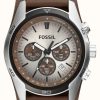 Men'S Fossil | Fossil Men'S Coachman | Sports Chronograph | Brown Leather Strap Watch