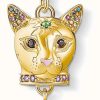 Jewelry Thomas Sabo Jewellery | Thomas Sabo Sterling Silver Gold Plated 'Cat' Charm Pendant